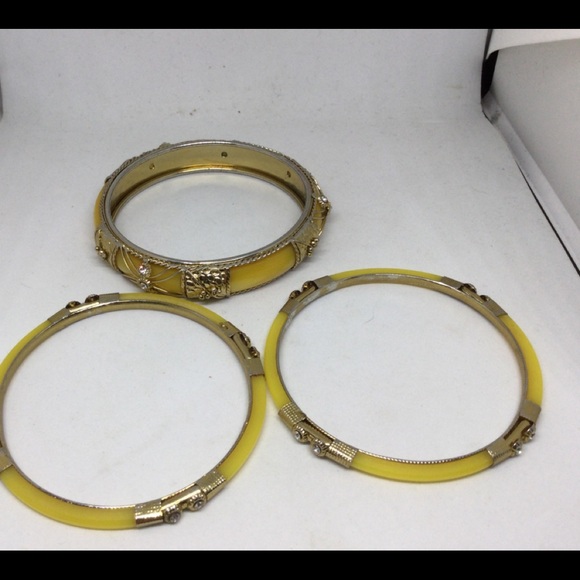 Vintage Indian Wedding Bangle Bracelets Rhinestones Gold Tone Framed Lot - Picture 5 of 11